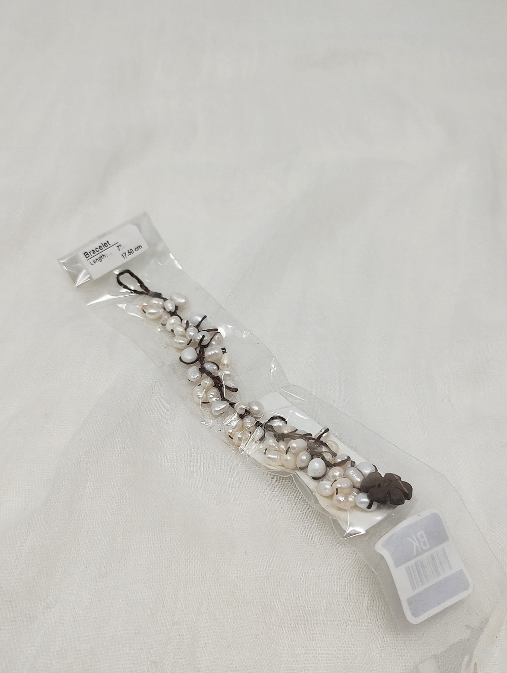 NWT Natural Coastal White Freshwater Pearl and Brown Cord Bracelet